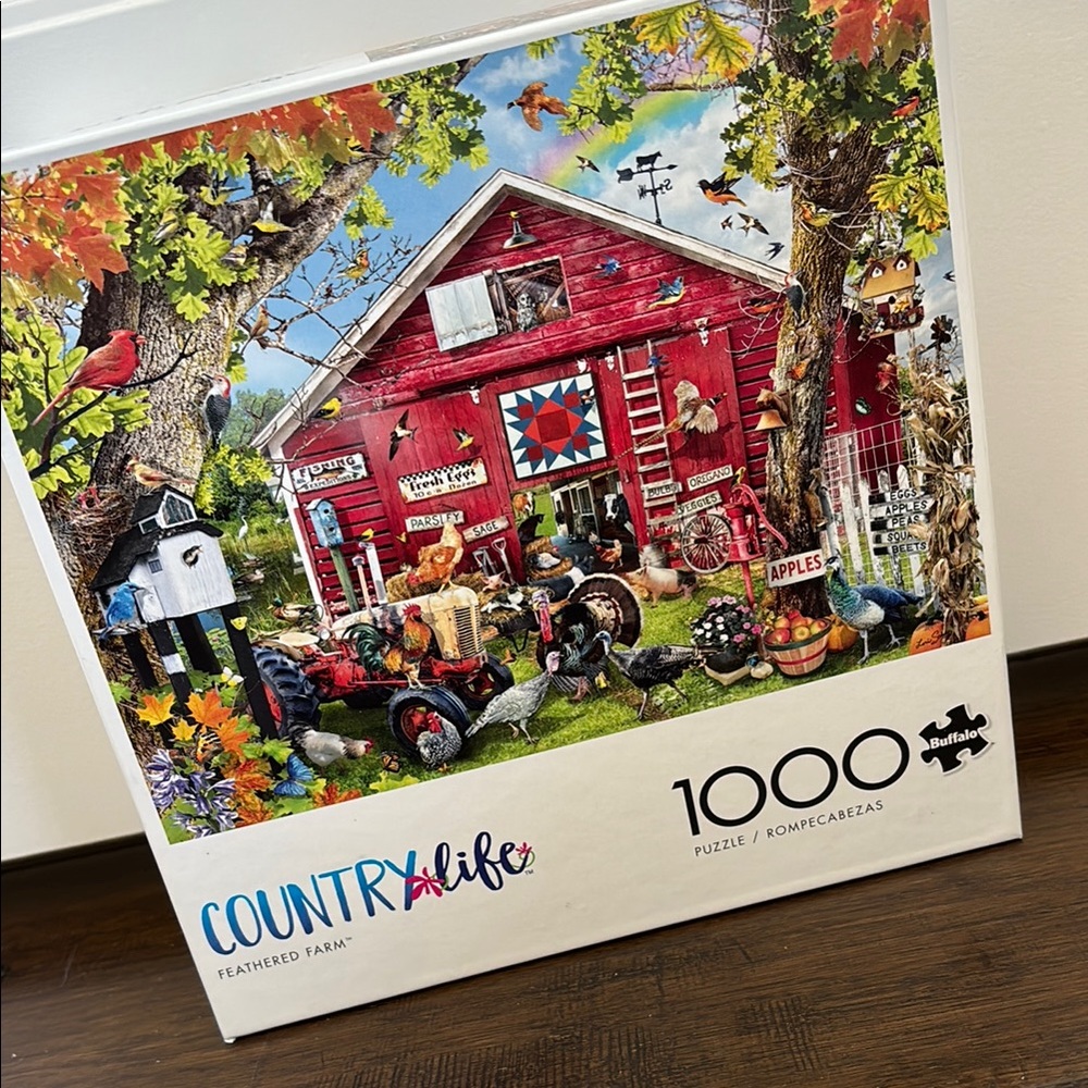 Country Life Feathered Farm 1000 Piece Jigsaw Puzzle Buffalo Summer Animals Barn